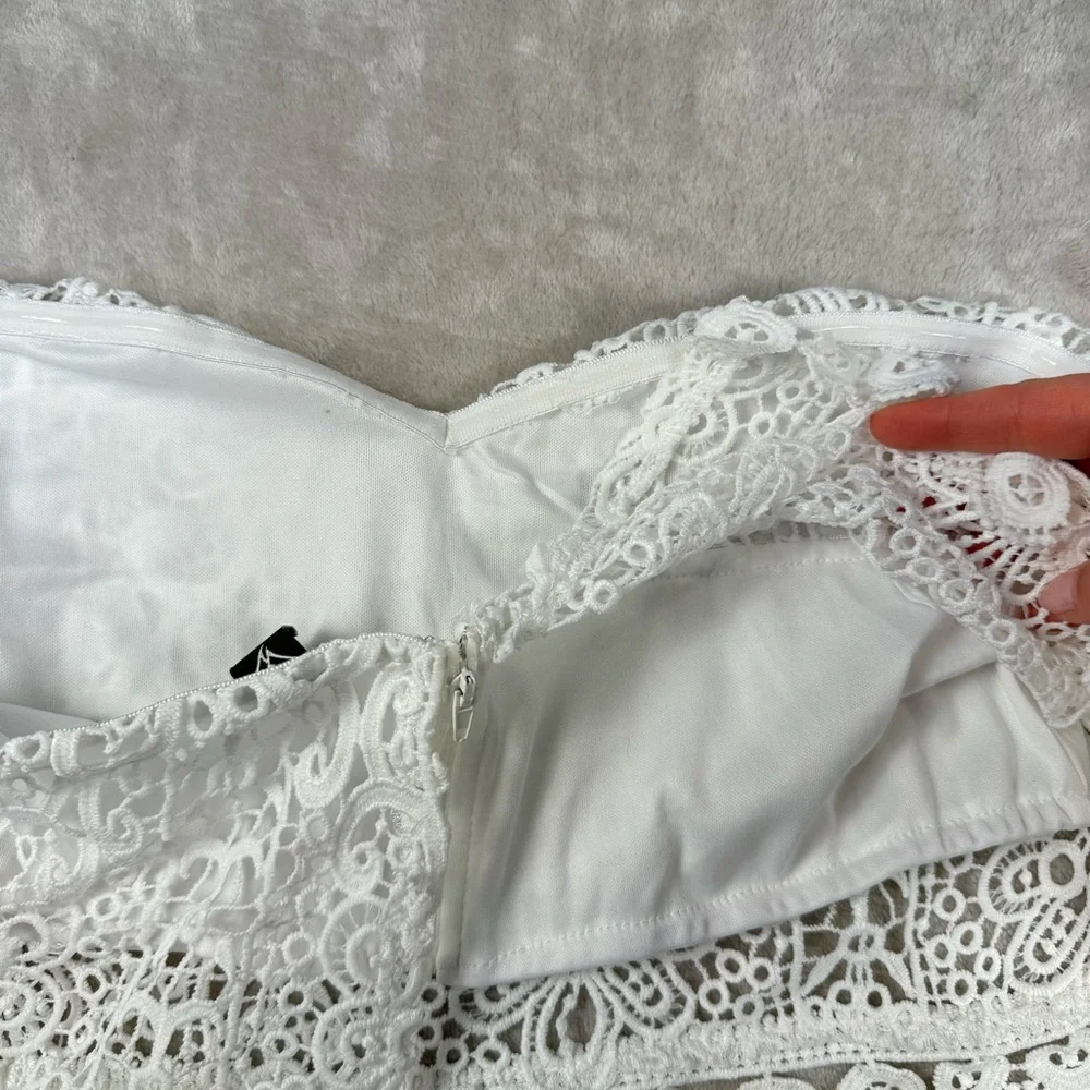 Windsor White Lace Off Shoulder Crop Top Boho Festival Romantic Size L - Picture 5 of 12